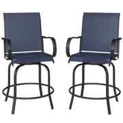 Outsunny - Outdoor Bar Stools Set of 2, 360° Swivel Bar Height Chairs, 26.8" x 29.5" x 48.4", Navy Blue