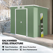 7' x 4' Galvanised Steel Garden Shed, with Foundation Kit - Green