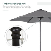 6.6FT Patio Umbrella, Outdoor Parasol with 6 Solid Ribs, Dark Grey