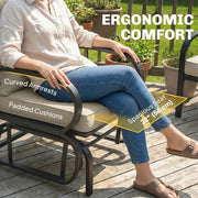 Outsunny - Patio Glider, Outdoor Glider Chair with Cushions, Steel Frame, Curved Armrests, Beige