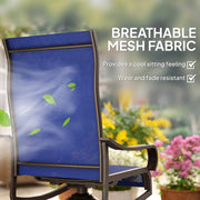 Outsunny - Patio Dining Chairs Set of 2, 360° Swivel Rocking Outdoor Chairs with Armrests, Breathable Mesh, Navy Blue