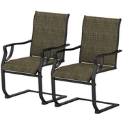 Outsunny - C Spring Motion Patio Chairs Set of 2 with Curved High Backrest, Armrest, All Weather Breathable Fabric, Metal Frame