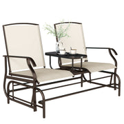 Outsunny - Patio Glider Rocking Chair 2 Person Outdoor Loveseat Rocker Garden Furniture Bench, Beige