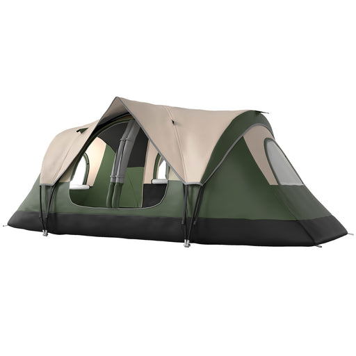 Outsunny - Camping Tent for 6 Man with 2000mm Waterproof Rainfly and Carry Bag for Fishing Hiking Festival, Dark Green