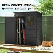 5 x 3FT Garden Shed with Floor, Outdoor Storage Shed with Lockable Door, Window and Vent for Backyard, Patio, Dark Grey