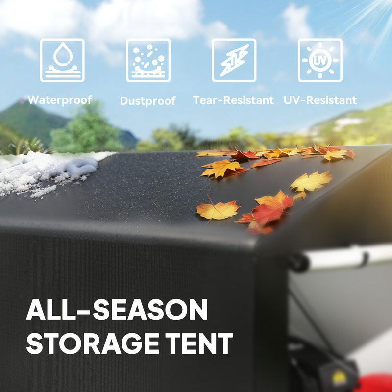 4 x 6ft Outdoor Storage Shed Tent, Portable Shed with Roll-up Door for Motorcycle, Bike, Garden Tools