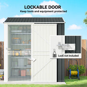 7' x 6' Tall Outdoor Storage Shed, Waterproof Metal Garden Shed with Gloves, Lockable Door, Dark Grey