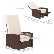 Outsunny - Outdoor Rattan Wicker Lounge Chair with Footrest & Soft Cushion for Patio, Garden, Backyard, Cream White
