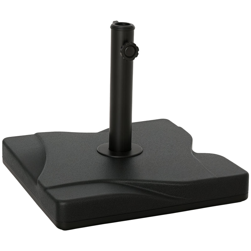 Outsunny - 44lbs Square Cement Patio Umbrella Base Stand, Outdoor Garden Parasol Base Umbrella Weight Stand Holder Fits Φ1.3", Φ1.5" and Φ2.0" Pole - Black