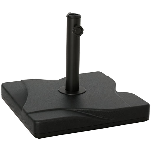 Outsunny - 44lbs Square Cement Patio Umbrella Base Stand, Outdoor Garden Parasol Base Umbrella Weight Stand Holder Fits Φ1.3", Φ1.5" and Φ2.0" Pole - Black
