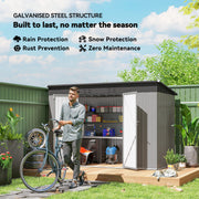 9' x 4' Galvanized Steel Garden Storage Shed with Lockable Doors, Gloves and 2 Air Vents for Backyard, Patio, Lawn