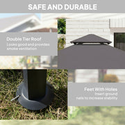 Outsunny - 8' x 5' BBQ Grill Gazebo Tent with Double Tiered Canopy for Outdoor Sun Shade, Dark Grey