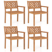 Costway - Outdoor Acacia Wood Patio Dining Chairs Garden Seating Chairs with 400 lbs Capacity-Set of 4