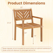 Costway - Outdoor Acacia Wood Patio Dining Chairs Garden Seating Chairs with 400 lbs Capacity-Set of 2
