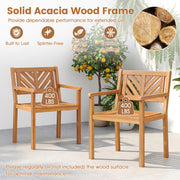Costway - Outdoor Acacia Wood Patio Dining Chairs Garden Seating Chairs with 400 lbs Capacity-Set of 2