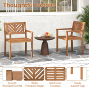 Costway - Outdoor Acacia Wood Patio Dining Chairs Garden Seating Chairs with 400 lbs Capacity-Set of 2