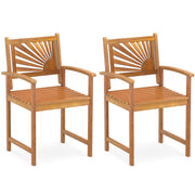Costway - Outdoor Acacia Wood Dining Chairs-Set of 2