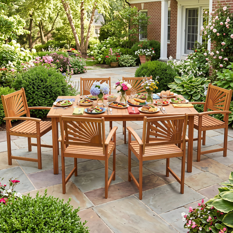 Costway - Outdoor Acacia Wood Dining Chairs-Set of 2