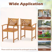 Costway - Outdoor Acacia Wood Dining Chairs-Set of 2