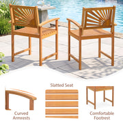Costway - Outdoor Acacia Wood Dining Chairs-Set of 2