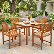 Costway - Outdoor Acacia Wood Dining Chairs-3 Pieces