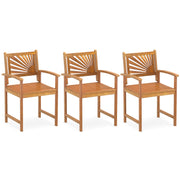Costway - Outdoor Acacia Wood Dining Chairs-3 Pieces