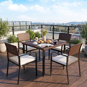 Costway - Outdoor Dining Chairs Set of 4 with Padded Cushion and Adjustable Feet for Patio-Beige