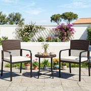 Costway - Outdoor Dining Chairs Set of 4 with Padded Cushion and Adjustable Feet for Patio-Beige