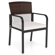 Costway - Outdoor Dining Chairs Set of 4 with Padded Cushion and Adjustable Feet for Patio-Beige