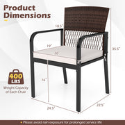 Costway - Outdoor Dining Chairs Set of 4 with Padded Cushion and Adjustable Feet for Patio-Beige