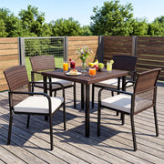 Costway - Outdoor Dining Chairs Set of 4 with Padded Cushion and Adjustable Feet for Patio-Beige
