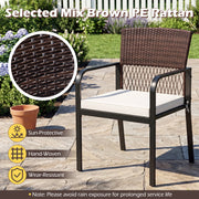 Costway - Outdoor Dining Chairs Set of 4 with Padded Cushion and Adjustable Feet for Patio-Beige