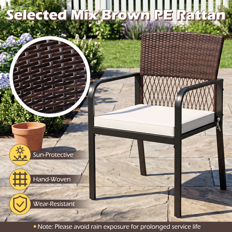 Costway - Outdoor Dining Chairs Set of 4 with Padded Cushion and Adjustable Feet for Patio-Beige