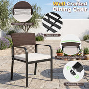 Costway - Outdoor Dining Chairs Set of 4 with Padded Cushion and Adjustable Feet for Patio-Beige