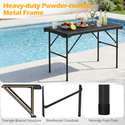 Costway - Outdoor Folding Table Bench Set w All-Weather HDPE Tabletop and Sturdy Metal Frame-Black