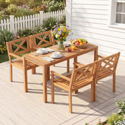 Costway - Outdoor Garden Acacia Wood Patio Dining Chairs for Porch-Set of 4