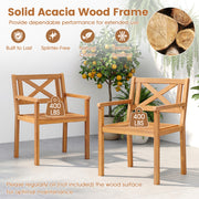 Costway - Outdoor Garden Acacia Wood Patio Dining Chairs for Porch-Set of 4