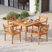 Costway - Outdoor Garden Acacia Wood Patio Dining Chairs for Porch-Set of 2