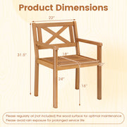 Costway - Outdoor Garden Acacia Wood Patio Dining Chairs for Porch-Set of 2