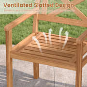 Costway - Outdoor Garden Acacia Wood Patio Dining Chairs for Porch-Set of 2