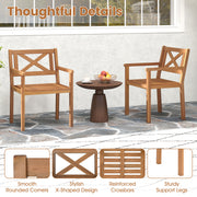 Costway - Outdoor Garden Acacia Wood Patio Dining Chairs for Porch-Set of 2