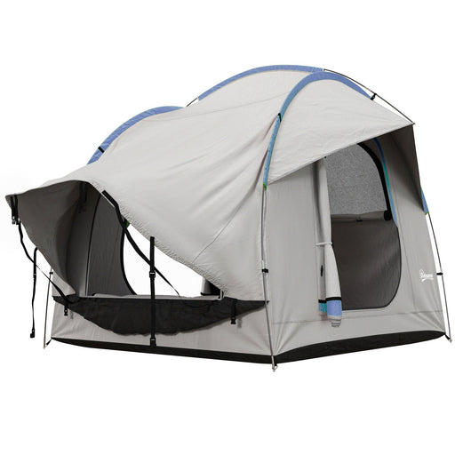 Outsunny - 2000mm Waterproof SUV Tent, Car Tent with 3 Doors and Mesh Window, for 5-6 Person Camping Travel, Grey and Blue