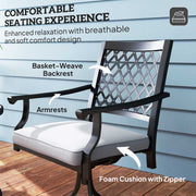 Outsunny - Outdoor Patio Chairs Set of 2, Metal Swivel Rocker Chairs with Cushion and Armrests for Backyard, Garden, Patio
