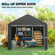 6.6' x 7.8' Portable Shed, Waterproof Bike Tent with Roll-up Zipper Door and Galvanised Steel Frame, Dark Grey