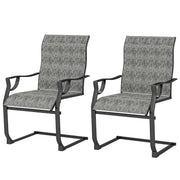 Outsunny - C Spring Motion Patio Chairs Set of 2 with Curved High Backrest, Armrest, All Weather Breathable Fabric, Metal Frame