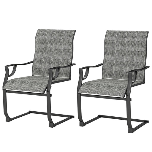Outsunny - C Spring Motion Patio Chairs Set of 2 with Curved High Backrest, Armrest, All Weather Breathable Fabric, Metal Frame