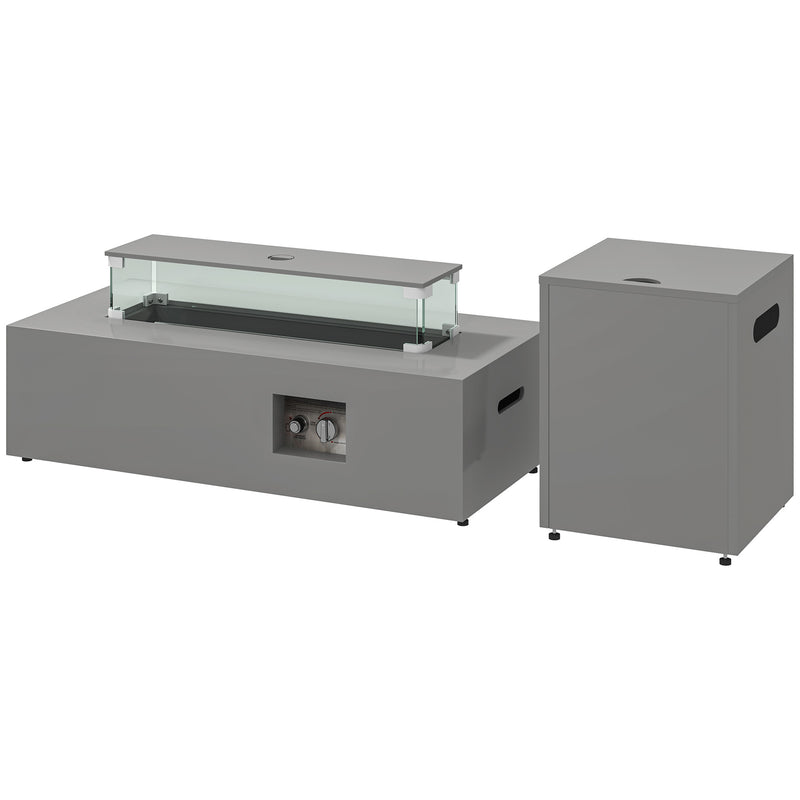 Outsunny - 42" Propane Fire Pit Table 50,000 BTU Outdoor Gas Fire Table with Hideaway Propane Tank Holder, Waterproof Cover