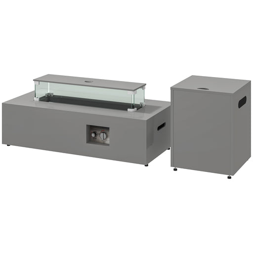 Outsunny - 42" Propane Fire Pit Table 50,000 BTU Outdoor Gas Fire Table with Hideaway Propane Tank Holder, Waterproof Cover