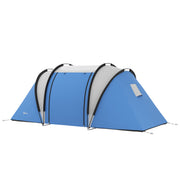 Outsunny - Camping Tent with 2 Bedrooms and Living Area, 3000mm Waterproof Family Tent, for Fishing Hiking Festival, Blue