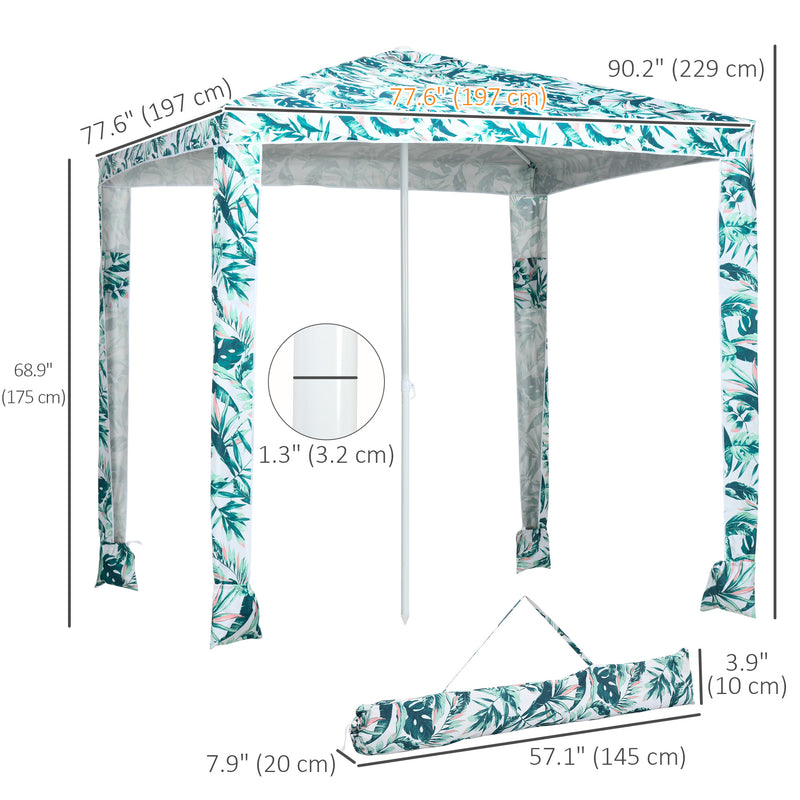 Outsunny - Beach Umbrella, 6.5' Easy-Assembly Sun-Shade Shelter with Sandbags and Carry Bag, Cool UV50+, Green — 84D-220V00GN